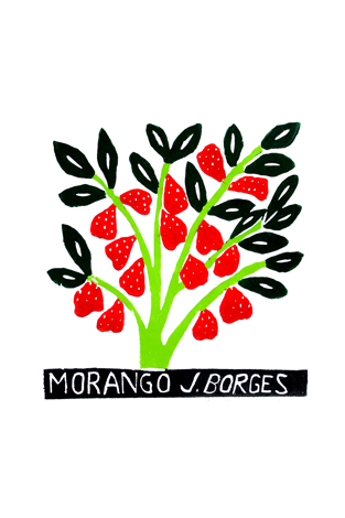 Xilogravura Morango by J. Borges